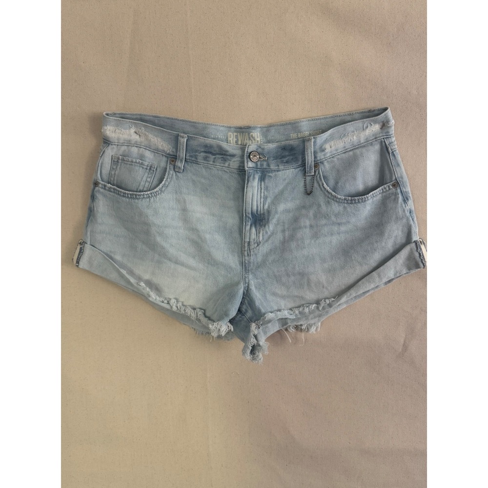 Rewash The Baggy Short Size 13 Light Wash Frayed Cuffed Denim Shorts MSRP $40